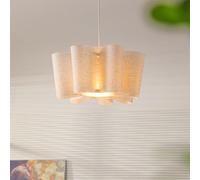 QHQQXN Modern Ceiling Light Pendant Fabric Chandelier Large Drum Farmhouse Linen Drum Chandelier with Pleated Cloth Lampshade for Dining Room Living Room Bedroom