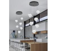 QHQQXN Modern Celing Light 6-Lights Crystal Chandeliers for Staircases Black Chandeliers for High Ceilings Crystal Pendant Light Fixture for Living Room Kitchen Island Foyer Hallway Bar