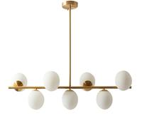 QHQQXN Modern Chandelier, Brushed Ceiling Moon Lamp with 7 Lights and E26 Bulbs,Mid Century Globe Hanging Pendant Light Fixtures for Dining Room Living Room Kitchen Farmhouse Foyer Hallway Made in