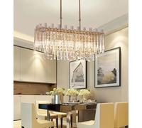 QHQQXN Modern Crystal Chandelier Living Room Bedroom Luxury Hanging Light Fixture Round Chrome Home Decor Led Crystal Ceiling Light