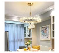 QHQQXN Modern Crystal Ring LED Chandelier for Living Room Hall Dining Table Kitchen Island Home Decor Villa Luxury Hanging Pendant Lamp,Hanging Light(RC Dimmable,B-D60cm) LWX