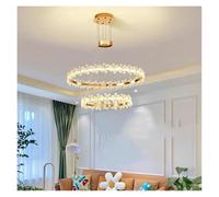 QHQQXN Modern Crystal Ring LED Chandelier for Living Room Hall Dining Table Kitchen Island Home Decor Villa Luxury Hanging Pendant Lamp,Hanging Light(RC Dimmable,B-D60cm) LWX
