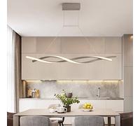 QHQQXN Modern Dimmable LED Hanging Pendant Light with Remote Adjustable Height Wave Design Chandelier for Dining Room Living Room Kitchen Office Gold Finish 80cm LWX