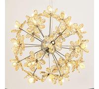 QHQQXN Modern Globe Flower Crystal Chandelier,Luxury Dandelion Pendant Lighting G4 Adjustable Height Hanging Light For Living Room Dining Room Bedroom Villa-Golden 24 Head