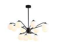 QHQQXN Modern Industrial Iron Sputnik Chandeliers Lighting,Luxury Classic Pendant Lighting with Glass Ball Lamp Shade E27 Ceiling Lights For Living Room Dining Room Bedroom-Black 12 Head