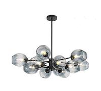 QHQQXN Modern Industrial Sputnik Chandeliers Lighting with Glass Lamp Shde,Nordic Living Room Chandeliers Light Classic E27 Pendant Lighting For Dining Room Bedroom-Cognac-Colored lampshade 12 Head