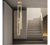 QHQQXN Modern LED Chandelier Stair Light - Dimmable Indoor Pendant Lamp with Remote Control Stylish Aluminum Square Design for Living Room Dining Room & Hotel Villa Decor LWX