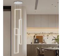 QHQQXN Modern LED Chandelier Stair Light - Dimmable Indoor Pendant with Remote Control Aluminum Square Hanging Lamp for Living Room Dining Room Villa & Hotel Decor LWX