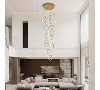 QHQQXN Modern LED Chandelier with Remote Control - Large Dimmable Pendant Light for High Ceilings Spiral Staircase Foyer Entryway Living Room - Elegant Decorative Lighting Fixture LWX