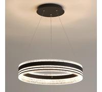 QHQQXN Modern LED Ring Chandelier, 19.7" Halo Pendant Light Fixture Circle Minimalist Acrylic Hanging Metal,Chandelier