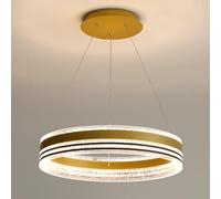 QHQQXN Modern LED Ring Chandelier, 19.7" Halo Pendant Light Fixture Circle Minimalist Acrylic Hanging Metal,Chandelier