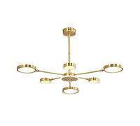 QHQQXN Modern LED Sputnik Chandeliers Lighting,Luxury Copper Industrial Pendant Lighting,Golden Adjustable Semi-Flush Mount Ceiling Lights For Living Room Dining Room Bedroom-Copper 98 * 47cm