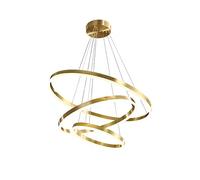 QHQQXN Modern Ring Chandelier Gold Ring Chandelier Light Fixture Brass Pendant Light 3 Ring Dimmable Chandelier with Adjustable Height Color Changing Chandelier for Dining Room Living Room Bedroom