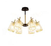 QHQQXN Modern Simple Crystal Chandelier,Gold Semi-Flush Mount Crystal Pendant Lighting,E27 Elegant Branch Iron Ceiling Lights For Living Room Kitchen Bedroom-Golden 67 * 45cm