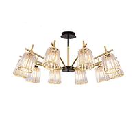 QHQQXN Modern Simple Crystal Chandelier,Gold Semi-Flush Mount Crystal Pendant Lighting,E27 Elegant Branch Iron Ceiling Lights For Living Room Kitchen Bedroom-Golden 67 * 45cm