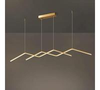 QHQQXN Modern Simple LED Pendant Light Linear Brass Chandelier Dining Room Hanging Lamp Copper Long Bar Suspension Lamp - Home Decoration Minimalist Drop Lights, Hanging Kitchen Light LWX