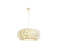 QHQQXN Modern White Feather Chandeliers,E27 Romantic Art Acrylic Pendant Lighting Fluffy Soft Lamp Shade Adjustable Ceiling Lights For Girls Room Living Room-White 50cm