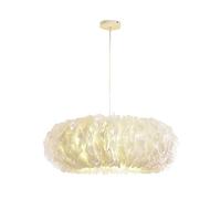 QHQQXN Modern White Feather Chandeliers,E27 Romantic Art Acrylic Pendant Lighting Fluffy Soft Lamp Shade Adjustable Ceiling Lights For Girls Room Living Room-White 50cm