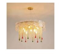 QHQQXN Morden Chandeliers Crystal Ceiling Lightfrench Luxury Water Drop Tassel Chandelier For Restaurant Living Room Bedroom Led Circular Pendant Light Ceiling Light