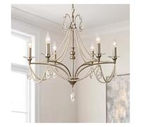 QHQQXN Morden Chandeliers Crystal Ceiling Lightfrench Retro Pearl Chandelier American Light For Living Room Dining Room Villa Light Luxury Home Decor Pendant Lamps Ceiling Light