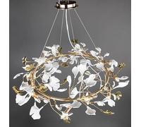 QHQQXN Morden Chandeliers Crystal Ceiling Lightginkgo Leaf For Dining Kitchen Table Living Room Bedroom Nordic Long Tree Branch Hanging Chandelier Light Ceiling Light
