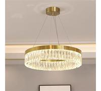 QHQQXN Morden Chandeliers Crystal Ceiling Lightpost- Golden Chandelierimple Atmosphere Living Room Bedroom Dining Room Creative Ring Led Lighting Fixtures Ceiling Light