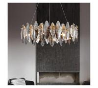 QHQQXN Morden Chandeliers Crystal Ceiling Lightround Led Post Leaves Chandelier Hanging Lamp Chandelier Bedroom Ceiling Light
