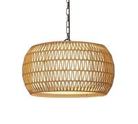 QHQQXN Morden Chandeliers Farmhouse Rattan Light Fixtures, Hand Wovenwith Fabric Shade, 5-Lights Boho Large Pendant Light, Rustichanging Light Fixtures For Kitchen Island Dining