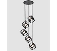 QHQQXN Multi Balls Lights Staircase Creativity Long Chandelier Large Pendant Lights Ceiling Light for Living Room Duplex House Spiral Chandelier Retro Industrial Style (B 5 Lights)