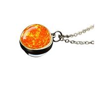 QHQQXN NBYGSC Collar De Planeta De Plata De Ley 925 para Mujeres Y Hombres, Collar De Sistema Solar Universo Espacio Luna Sol Planeta Tierra Collares Colgante De Vidrio De Dos Caras Collar De