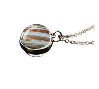 QHQQXN NBYGSC Collar De Planeta De Plata De Ley 925 para Mujeres Y Hombres, Collar De Sistema Solar Universo Espacio Luna Sol Planeta Tierra Collares Colgante De Vidrio De Dos Caras Collar De