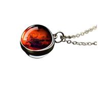 QHQQXN NBYGSC Collar De Planeta De Plata De Ley 925 para Mujeres Y Hombres, Collar De Sistema Solar Universo Espacio Luna Sol Planeta Tierra Collares Colgante De Vidrio De Dos Caras Collar De