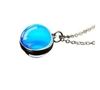 QHQQXN NBYGSC Collar De Planeta De Plata De Ley 925 para Mujeres Y Hombres, Collar De Sistema Solar Universo Espacio Luna Sol Planeta Tierra Collares Colgante De Vidrio De Dos Caras Collar De