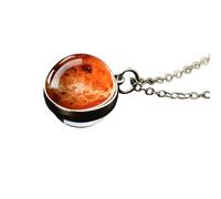 QHQQXN NBYGSC Collar De Planeta De Plata De Ley 925 para Mujeres Y Hombres, Collar De Sistema Solar Universo Espacio Luna Sol Planeta Tierra Collares Colgante De Vidrio De Dos Caras Collar De