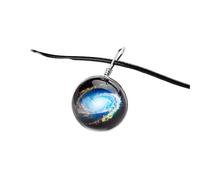 QHQQXN NBYGSC Collar De Planeta De Plata De Ley 925 para Mujeres Y Hombres, Collar De Universo Espacial, Colgante De Vidrio De Estrellas, Collar De Cadena De Cuero con Patrón De Planeta De Cristal,