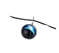 QHQQXN NBYGSC Collar De Planeta De Plata De Ley 925 para Mujeres Y Hombres, Collar De Universo Espacial, Colgante De Vidrio De Estrellas, Collar De Cadena De Cuero con Patrón De Planeta De Cristal,
