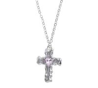 QHQQXN NBYGSC Collar de plata de ley 925 con cruz de corazón infinito para mujeres y niñas, collar de cruz religiosa con circonita brillante, collar de corazón y cruz de fe, joyería religiosa católica
