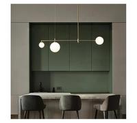QHQQXN Nordic Gold Copper Led Chandelier Pendant Lamp for Dining Room Kitchen Table Home Glass Ball Modern Ceiling Hanging Light(3 Heads) LWX