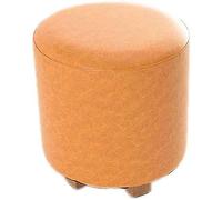 QHQQXN Orange Upholstered Foot Stool - Large Round Change Shoe Bench with Wooden Legs Multi-Functional Seating for Home Stylish Columnar Ideal for Entryway & Living Room