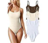 QHQQXN Piece Bodysuits Tummy Control Shapewear for Women Ribbed Sleeveless Adjustable Spaghetti Strips Tops Leotard