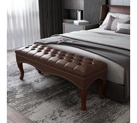 QHQQXN Premium Faux Leather Bed Bench Upholstered Sofa Seat with Solid Wood Legs Multifunctional Foot Stool for Bedroom - Green 31"x16"x18" (80x40x45cm)