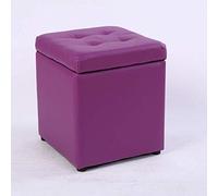 QHQQXN Purple Stool with Storage Square Pouf Footstool Portable Seat for Living Room & Bedroom Compact 30x30x35cm Foot Rest for Small Spaces