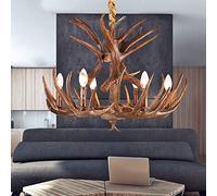 QHQQXN Resin Deer Antler Chandeliers Candle Style 9+9 Heads Farmhouse Vintage Pendant Light Deer Horn Ceiling Chandeliers