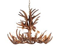 QHQQXN Resin Deer Antler Chandeliers Candle Style 9+9 Heads Farmhouse Vintage Pendant Light Deer Horn Ceiling Chandeliers