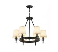 QHQQXN Retro Chandeliers Home Indoor Living Dining Room Decor Ceiling Pendant Light Fabric Lampshade