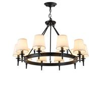 QHQQXN Retro Chandeliers Home Indoor Living Dining Room Decor Ceiling Pendant Light Fabric Lampshade