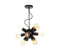 QHQQXN Retro Industrial Iron Chandeliers,E27 Adjustable Rustic Pendant Lighting,Black Simple Ceiling Lights Fixtures For Living Room Dining Room Bedroom Cafe Bar-9light 35 * 100cm