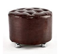 QHQQXN Round Foot Rest Stool Ottoman Pouf with Faux Leather Portable Coffee Table Chair for Makeup Low Pouffe Sofa Stool 40x30cm