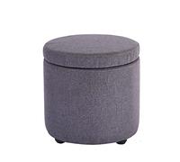 QHQQXN Round Footstool - Cotton Linen Storage Stool for Bedroom & Living Room Stylish Footrest for Dressing Table Versatile Foot Stool Comfortable and Chic