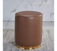 QHQQXN Round Leather Footstool Ottoman for Bedroom and Living Room Brown 36x43cm Vanity Stool for Shoe Changing Stylish Foot Stool with Storage Comfortable Ottoman Seat